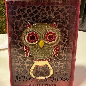 Betsey Johnson Pink and Gold Owl Bottle Opener